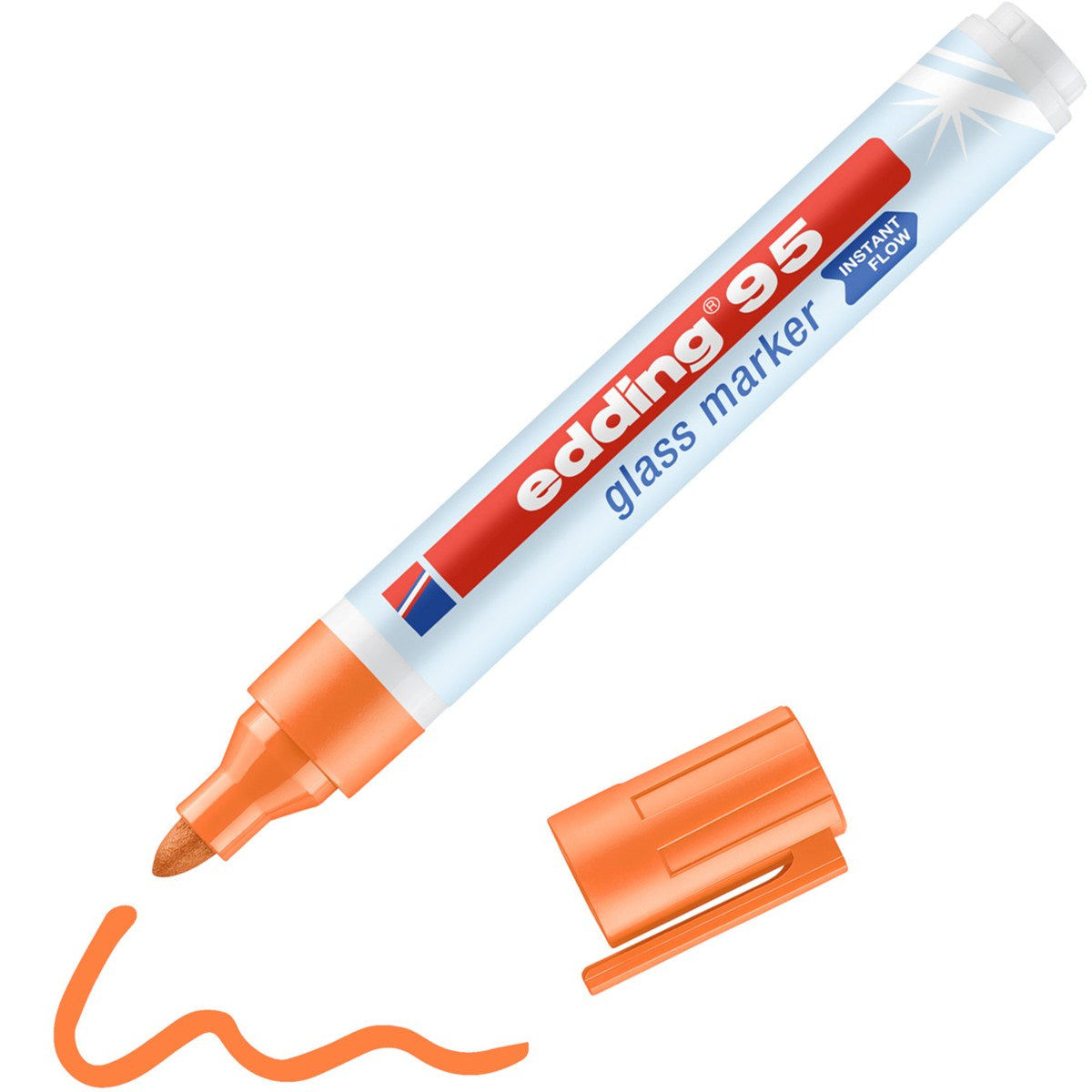Edding Non-Permanent-Marker Glasboard 95 – Rundspitze 1,5-3 mm – Orange – trocken abwischbar