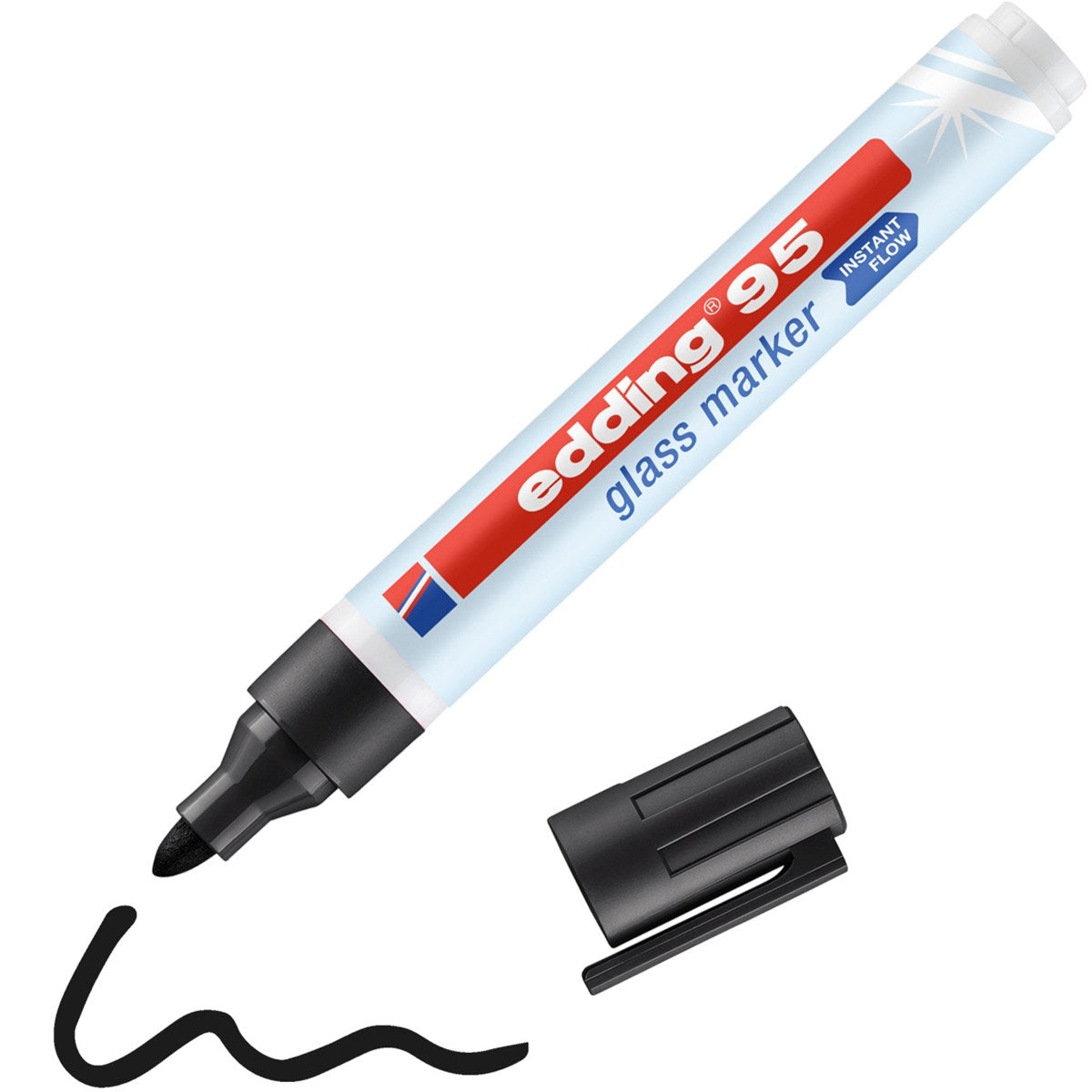 Edding Glassboardmarker – Rundspitze 1,5–3 mm, Schwarz, trocken abwischbar, deckend – für Glas & Whiteboards