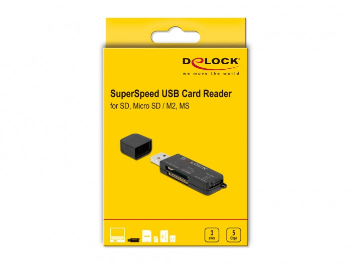 DeLOCK 91757 Kartenleser – SD, microSD, Memory Stick und andere – USB-A 3.2 Gen 1 – 5 Gbit/s