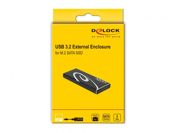 DeLOCK Externes M.2 SSD-Gehäuse – 1-Bay – USB 3.2 Gen 2 (Micro-USB B), für M.2 SATA (Key B)