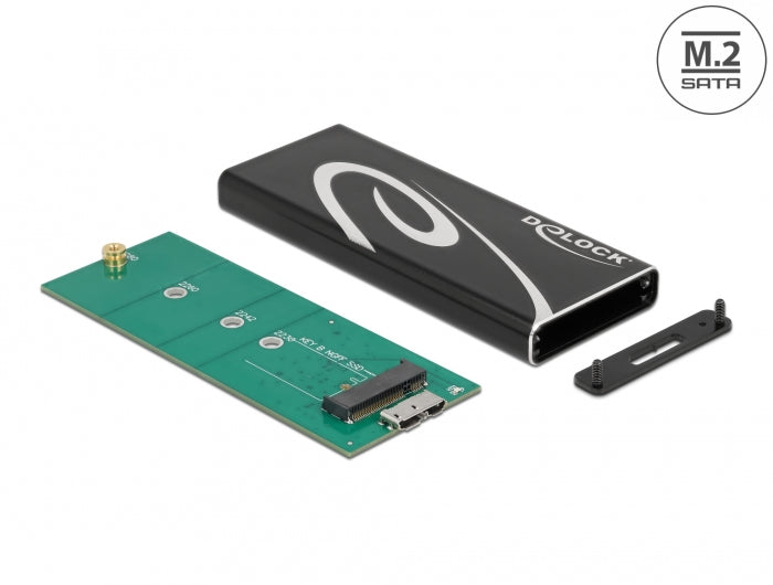 DeLOCK Externes M.2 SSD-Gehäuse – 1-Bay – USB 3.2 Gen 2 (Micro-USB B), für M.2 SATA (Key B)