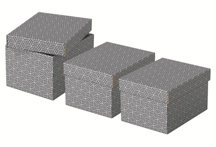Esselte Archivschachtel A5 – Abnehmbarer Deckel, 200 × 150 × 255 mm, Grau, Karton, 3er Pack