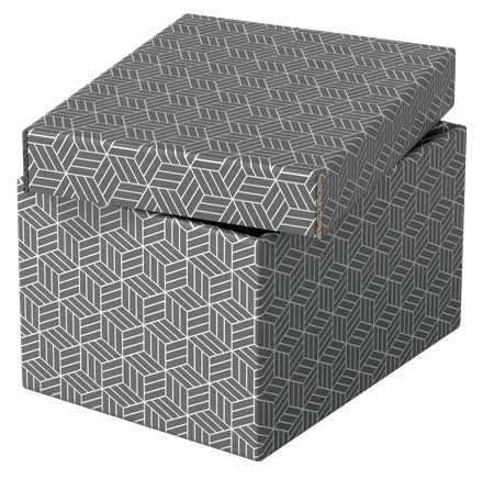 Esselte Archivschachtel A5 – Abnehmbarer Deckel, 200 × 150 × 255 mm, Grau, Karton, 3er Pack