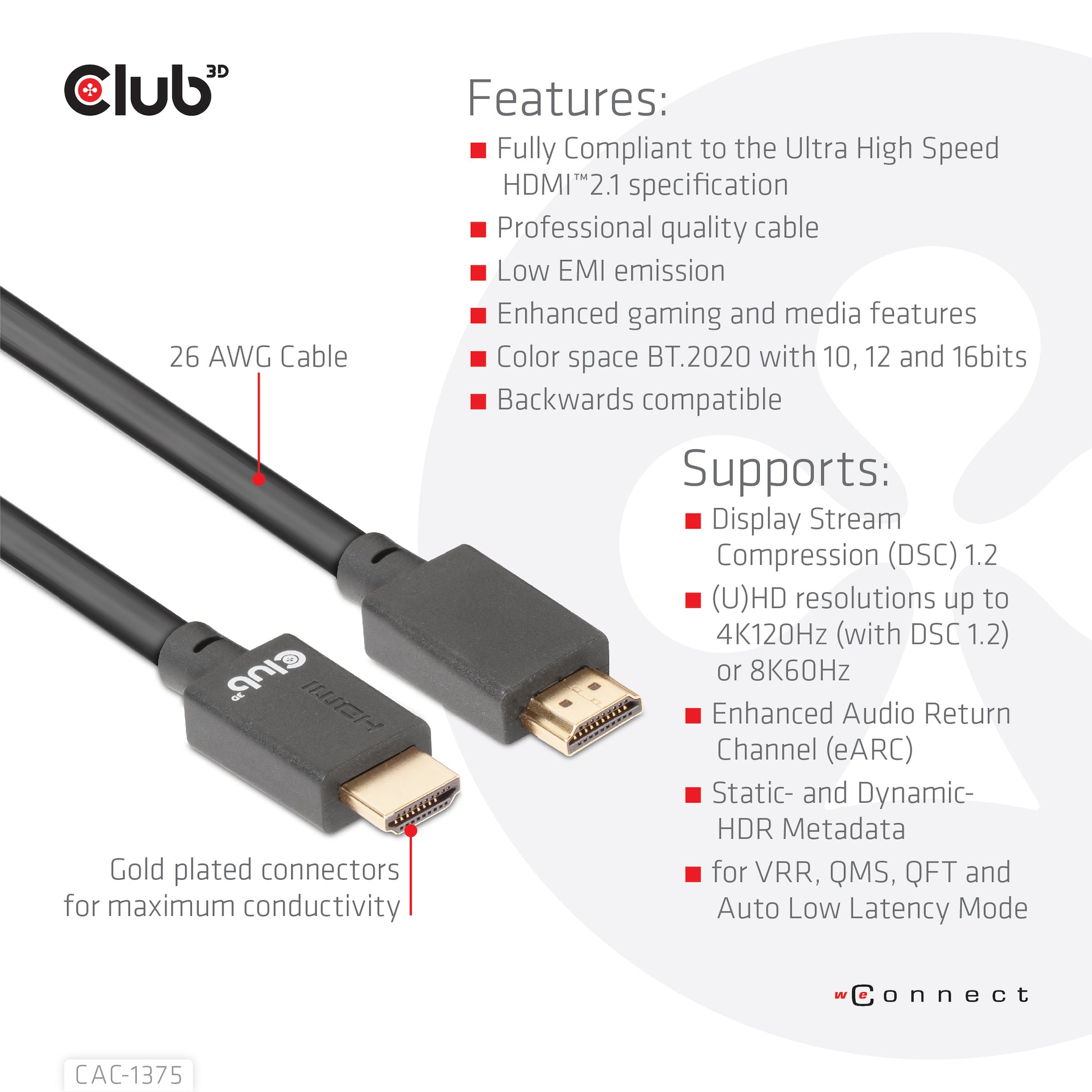 CLUB3D Club 3D HDMI Kabel HDMI 2.1 8K 60 Hz – 5 m – ARC – für Windows, Mac