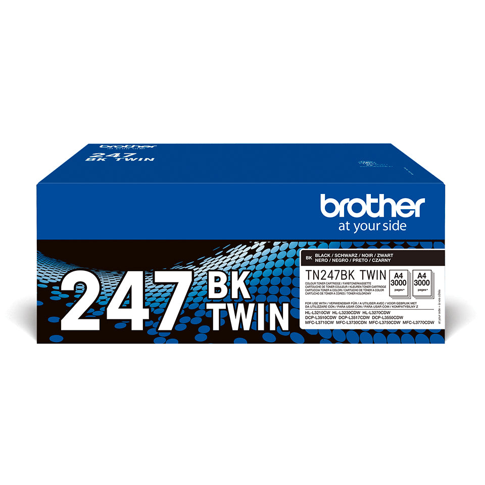 Brother Toner-Multipack TN-247BK – schwarz, 3000 Seiten – für HL-L3230CDW/HL-L3270CDW/DCP-L3550CDW u. a.