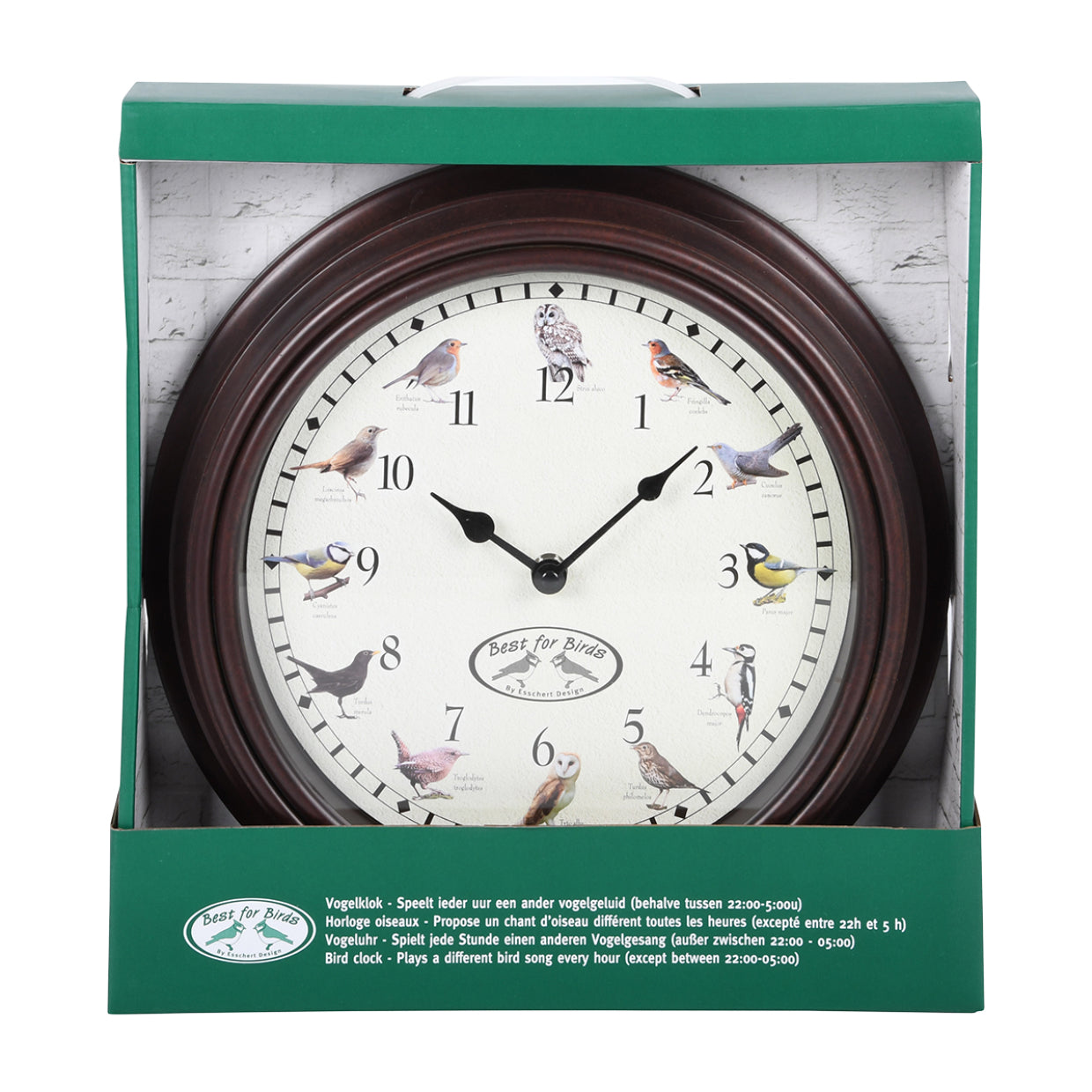 Esschert Design Wanduhr – Analog, Ø 30,1 cm, Braun, Kunststoff