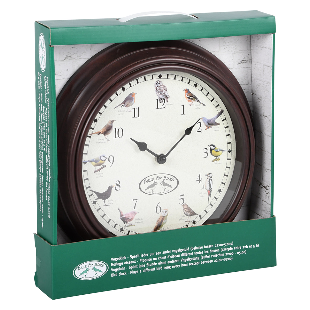 Esschert Design Wanduhr – Analog, Ø 30,1 cm, Braun, Kunststoff
