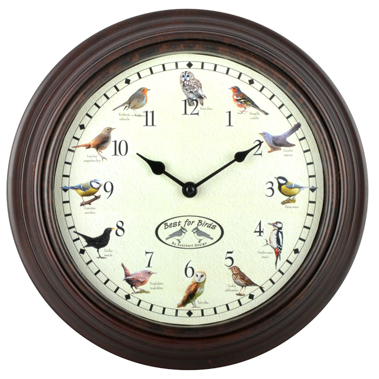 Esschert Design Wanduhr – Analog, Ø 30,1 cm, Braun, Kunststoff