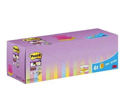 3M Post-it Super Sticky Z-Notes Haftnotizen – 76 × 76 mm – gelb, Z-Faltung, 90 Blatt/Block, 24er-Pack