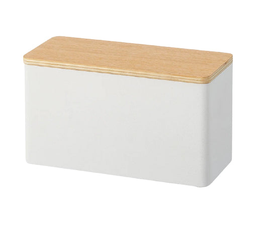 Yamazaki Rin Aufbewahrungsbox (mit Deckel) – Metall/Holz – Weiss – 105 × 140 × 230 mm