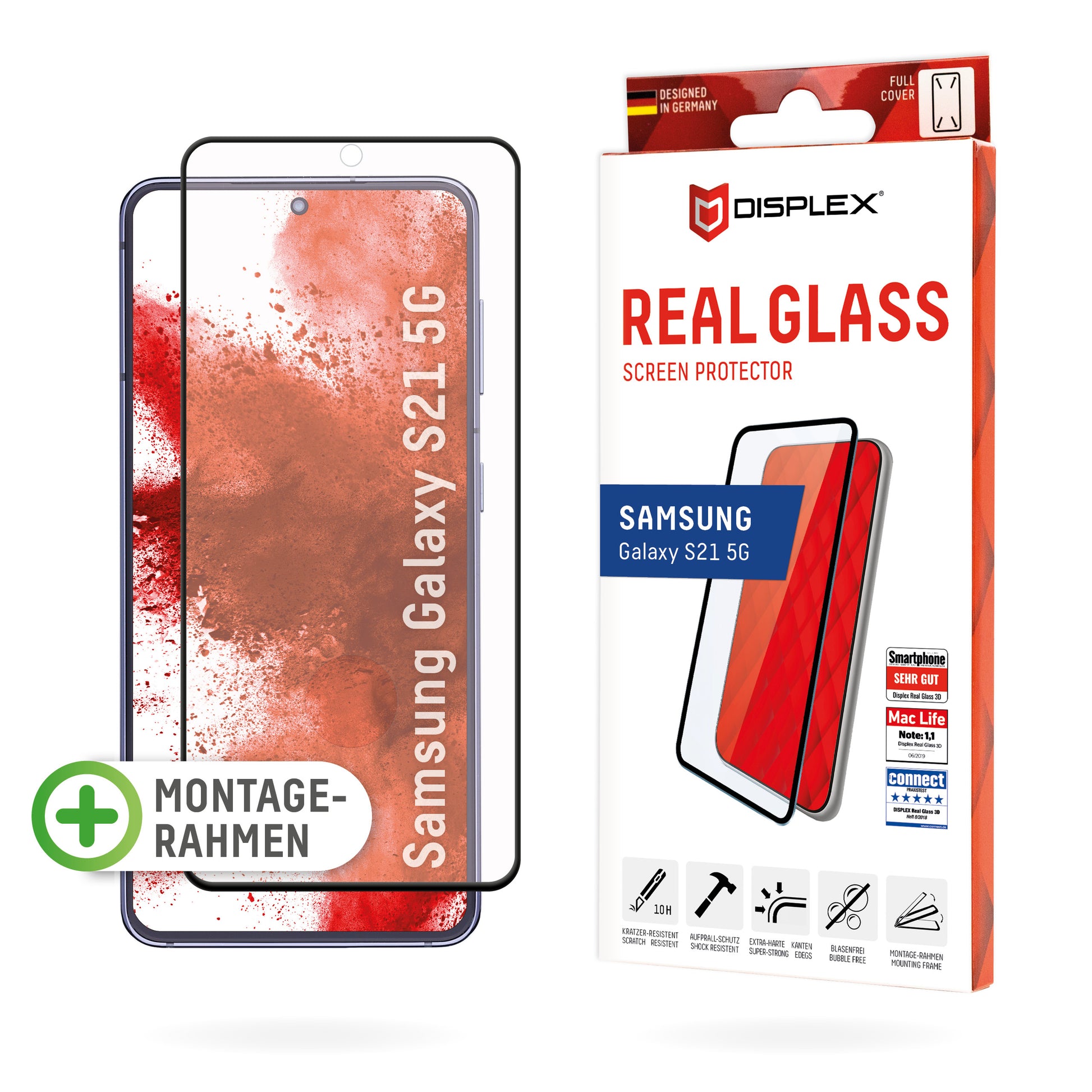 Displex Displayschutz (Panzerglas), 10H – für Galaxy S21 – mit Applikator