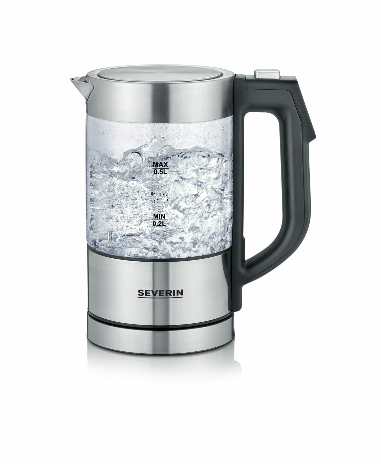 Severin Wasserkocher – 0,5 l, mit Temperaturwahl, Warmhaltefunktion, Edelstahl/Glas, WK3458
