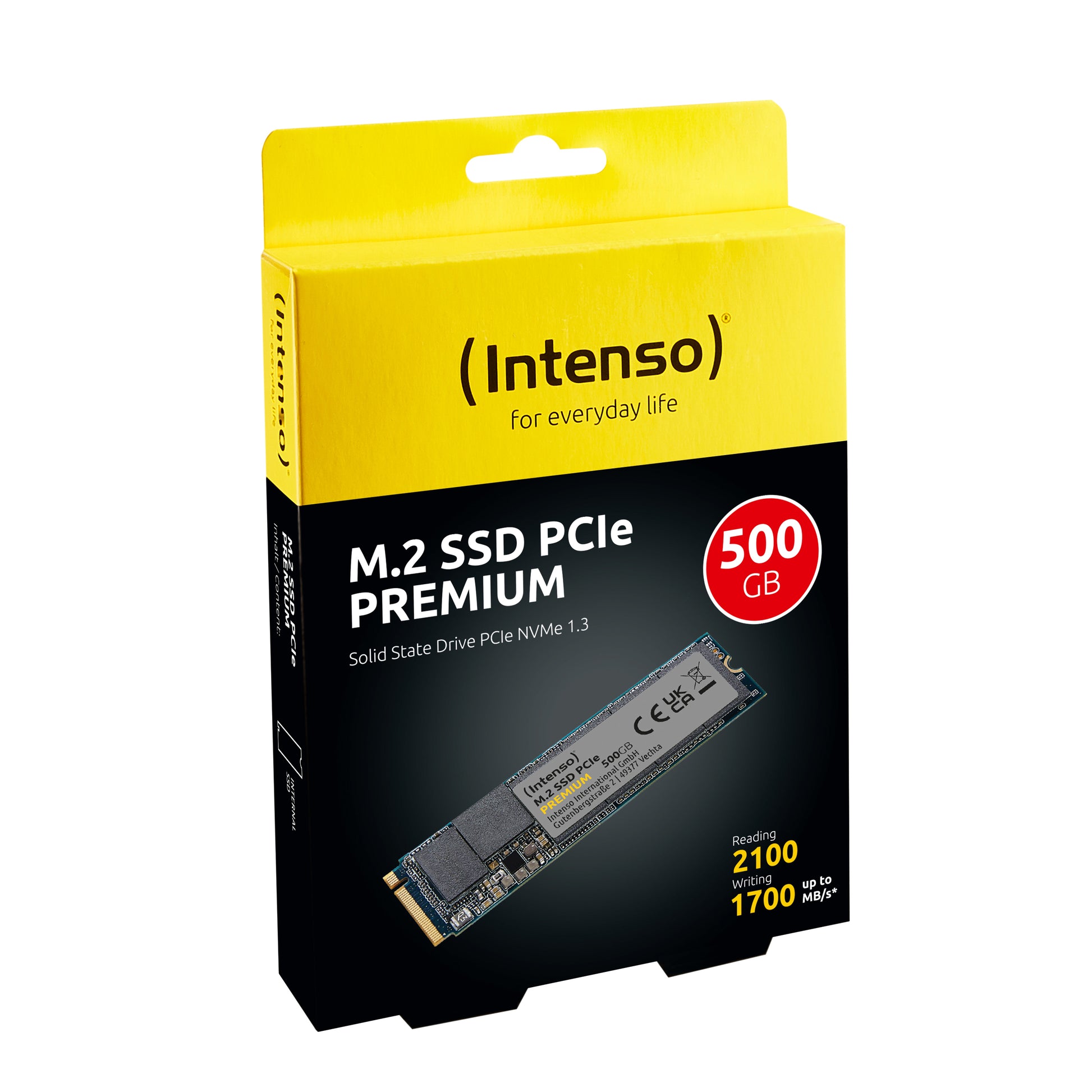 Intenso M.2 SSD Premium 500 GB – M.2 2280, PCIe 3.0 x4, NVMe 1.3, 2'100/1'700 MB/s
