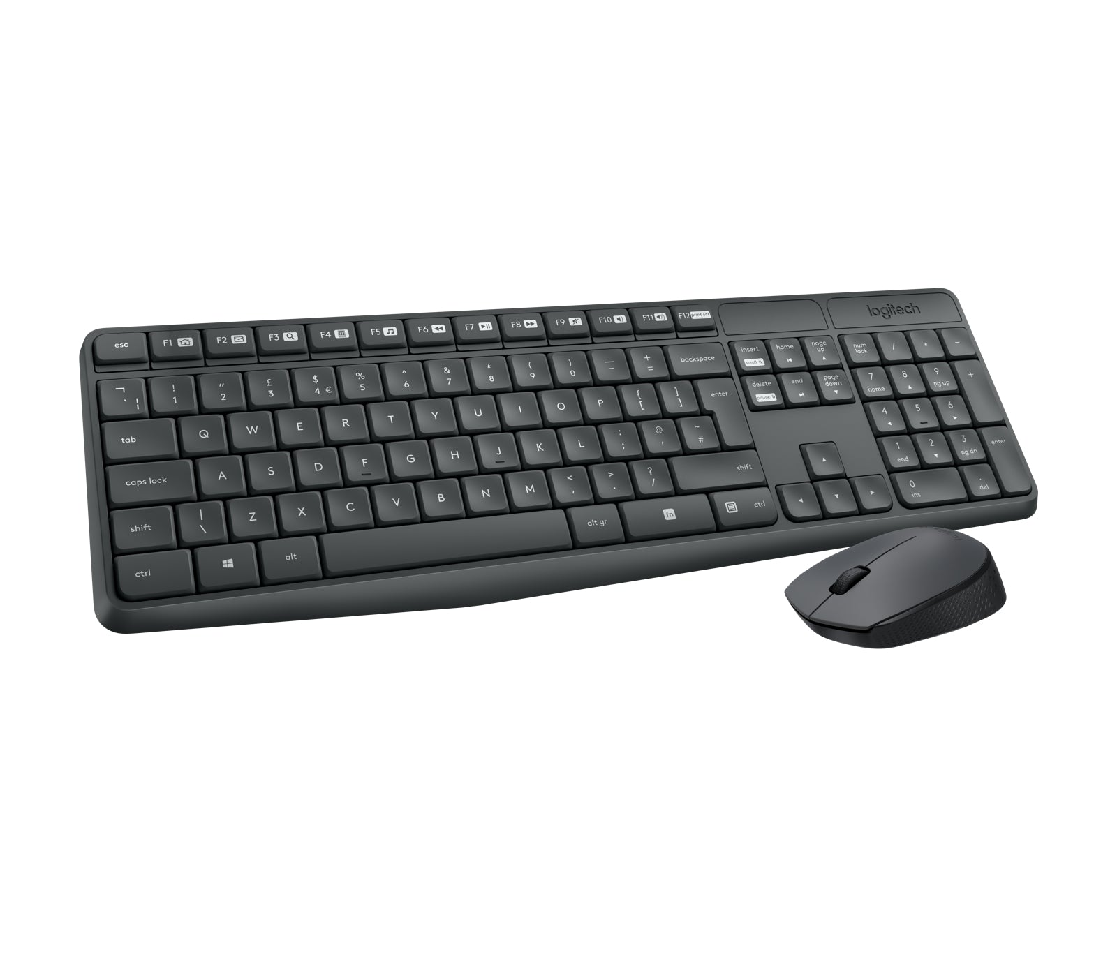 Logitech MK235 – Tastatur-Maus-Set – 2,4 GHz USB-A (Nano-Empfänger) – QWERTZ (CZ) – Grau