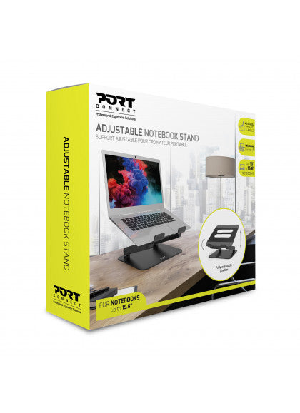 Port Designs Laptop-Ständer – bis 15,6", höhenverstellbar, neigbar 0–90° – Schwarz