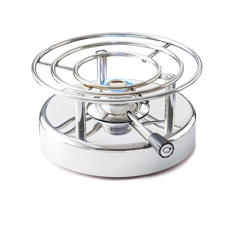 Kisag Rechaud Longfire – Edelstahl, Ø 20 cm, Gasbrenner – Silber