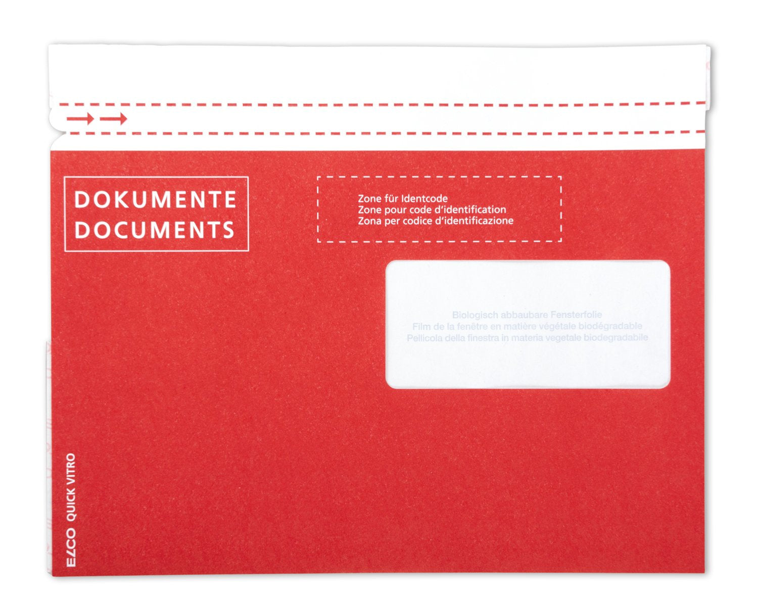 Elco Dokumententasche – C5 (229 × 162 mm), Fenster rechts, bedruckt, rot, Papier, selbstklebend – 250 Stück
