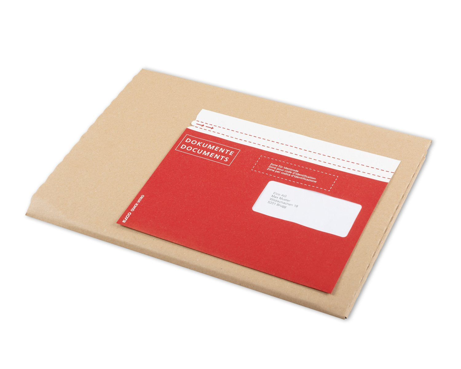 Elco Dokumententasche – C5 (229 × 162 mm), Fenster rechts, bedruckt, rot, Papier, selbstklebend – 250 Stück