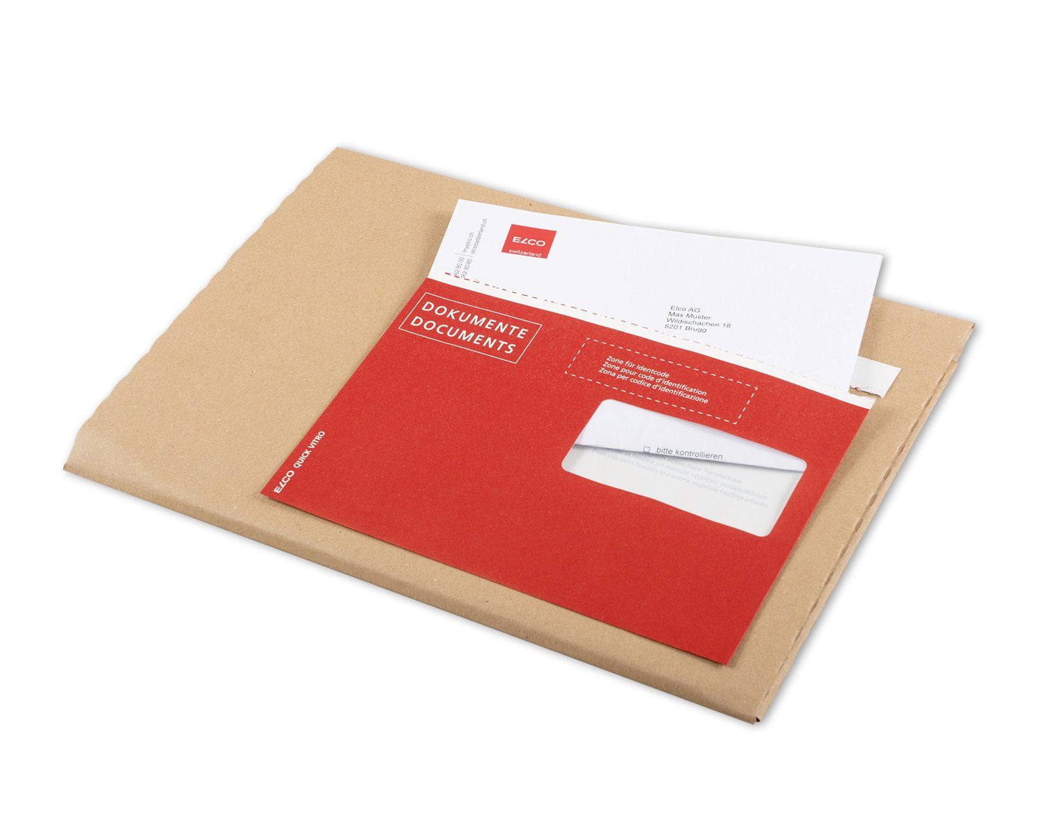 Elco Dokumententasche – C5 (229 × 162 mm), Fenster rechts, bedruckt, rot, Papier, selbstklebend – 250 Stück