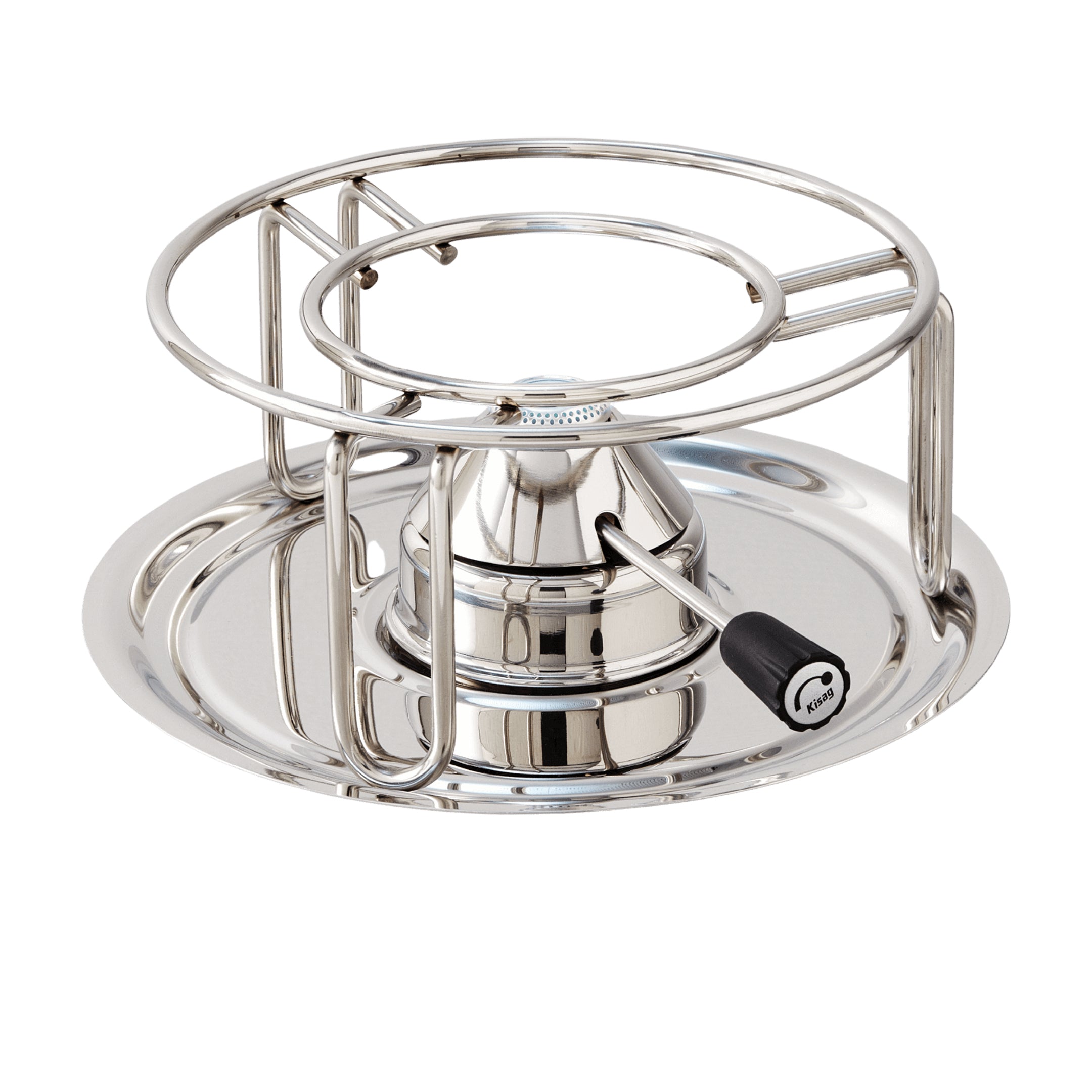Kisag Rechaud für Fondue, Ø 18,5 × 10 cm, Edelstahl, Silber, mit Gasbrenner