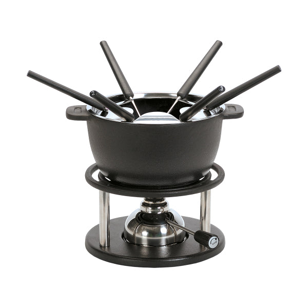 Kisag Fondue-Set Twin – Gusseisen, Ø 18 cm, 6 Personen, Gasbrenner