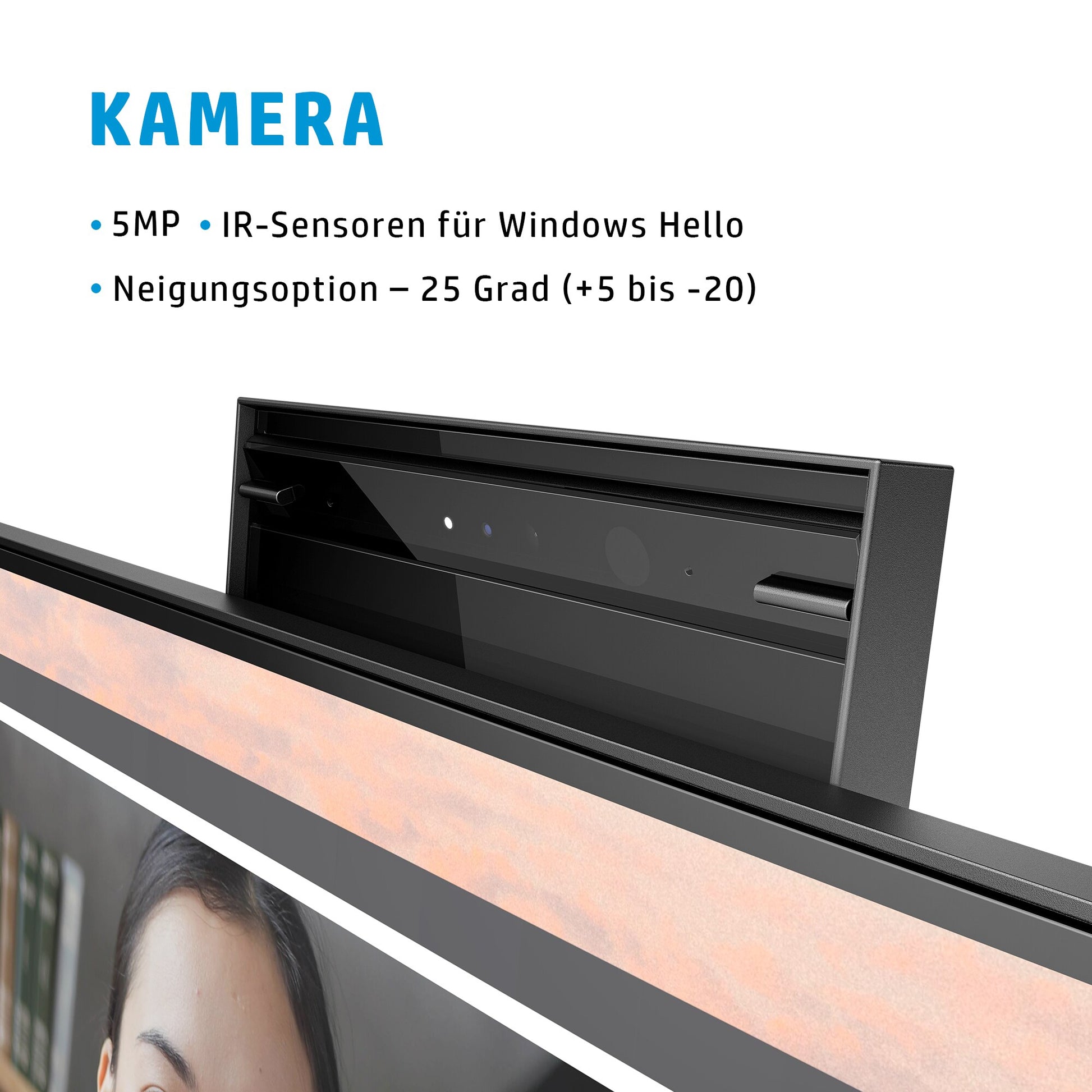 HP E24mv G4 – Monitor, 23,8", 1920 × 1080 (Full HD), IPS, 60 Hz, 250 cd/m², Webcam, VESA 100 × 100, Schwarz