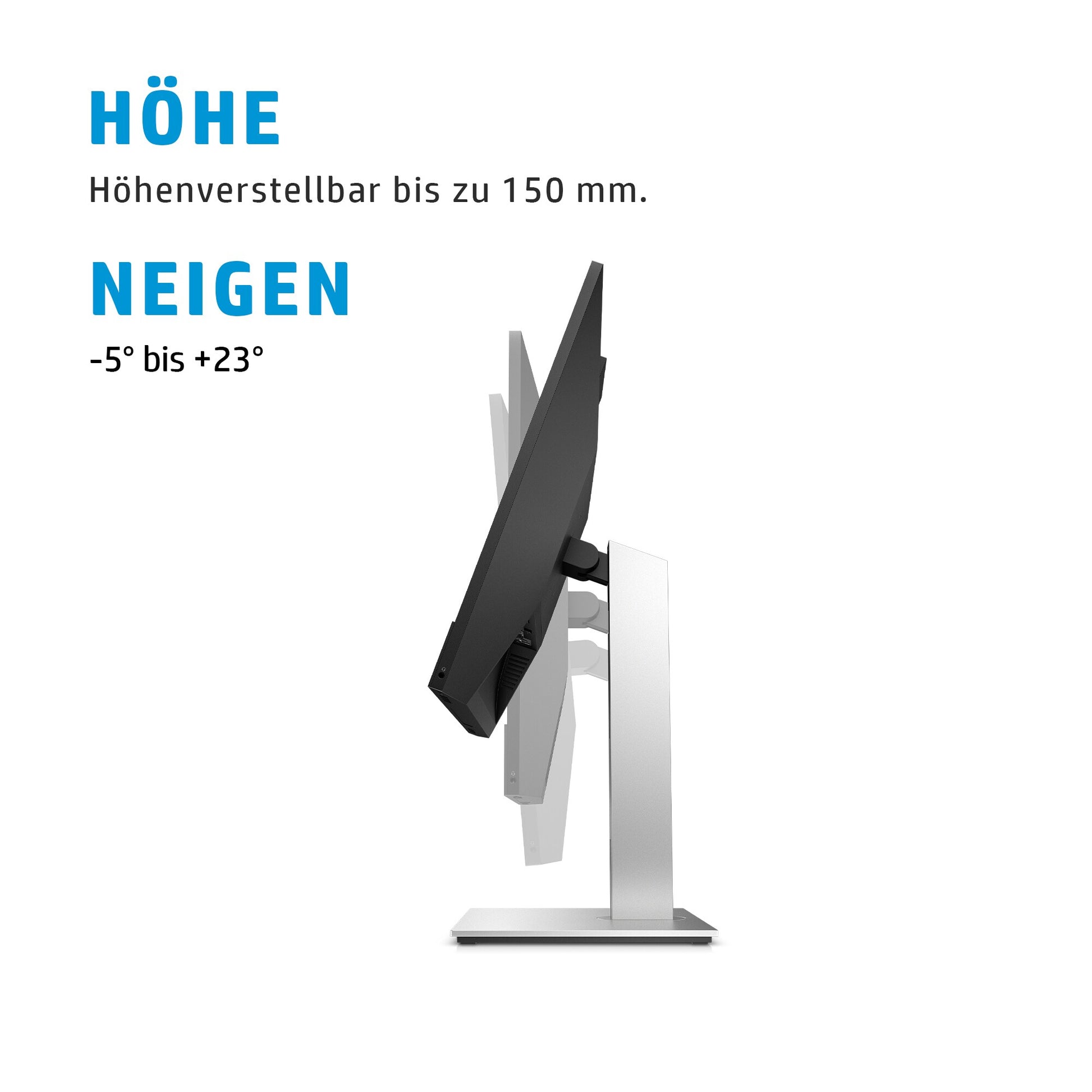 HP E24mv G4 – Monitor, 23,8", 1920 × 1080 (Full HD), IPS, 60 Hz, 250 cd/m², Webcam, VESA 100 × 100, Schwarz