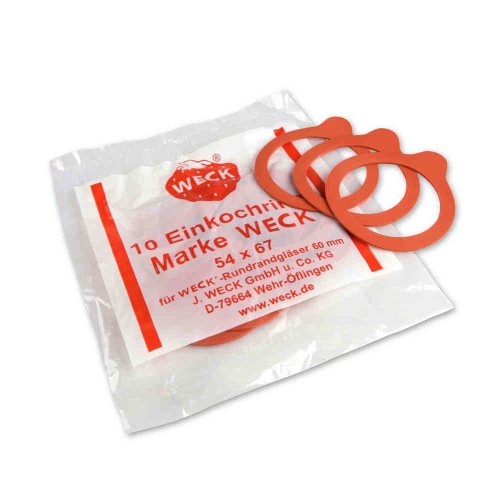 Weck Gummiringe – 10er Set, Ø 8,0 cm, Gummi, Rot, spülmaschinenfest, für 74/86 mm Gläser