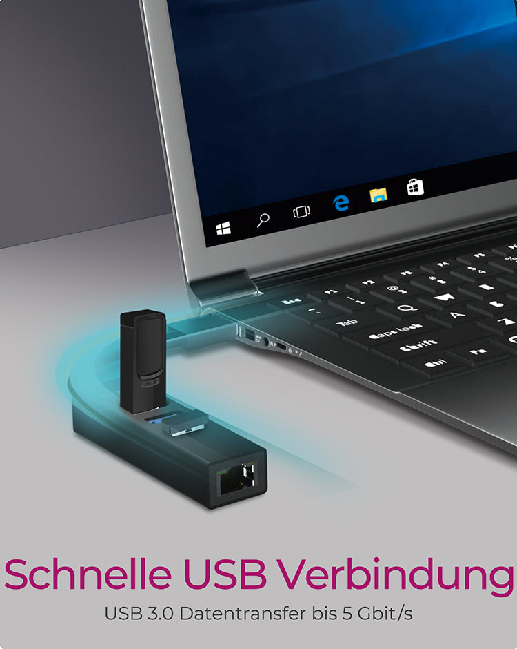ICY BOX IBHUB1419 USB-Hub – 3× USB-A, GbE, für Windows/Mac