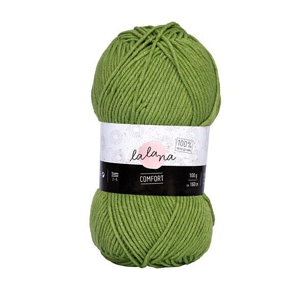 Lalana Comfort Garn Olivgrün – 100 g, 160 m, 55% Baumwolle/45% Polyacryl, Nadel 5 mm, 1 Stk.