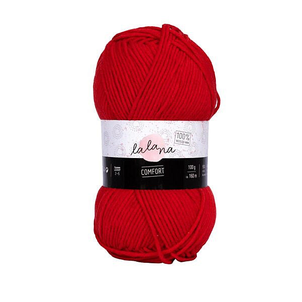 lalana Comfort Wolle Rot – 100 g, 160 m, Nadel 4 mm, 55% Baumwolle/45% Polyacryl, 1 Stk.