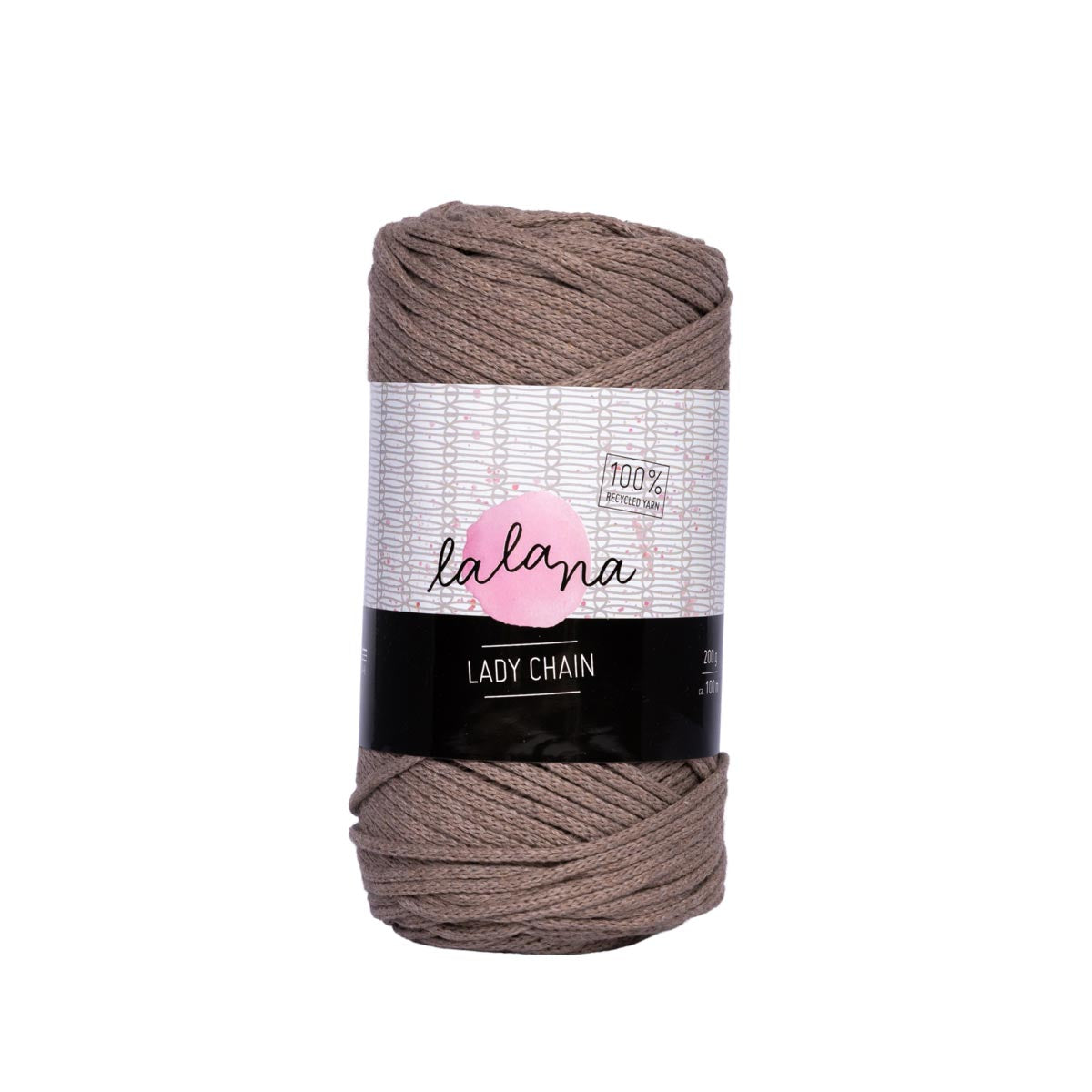 lalana Lady Chain Wolle Braun – 200 g, 100 m, 80% Baumwolle/20% andere Fasern, Nadel 8 mm, 1 Stk.