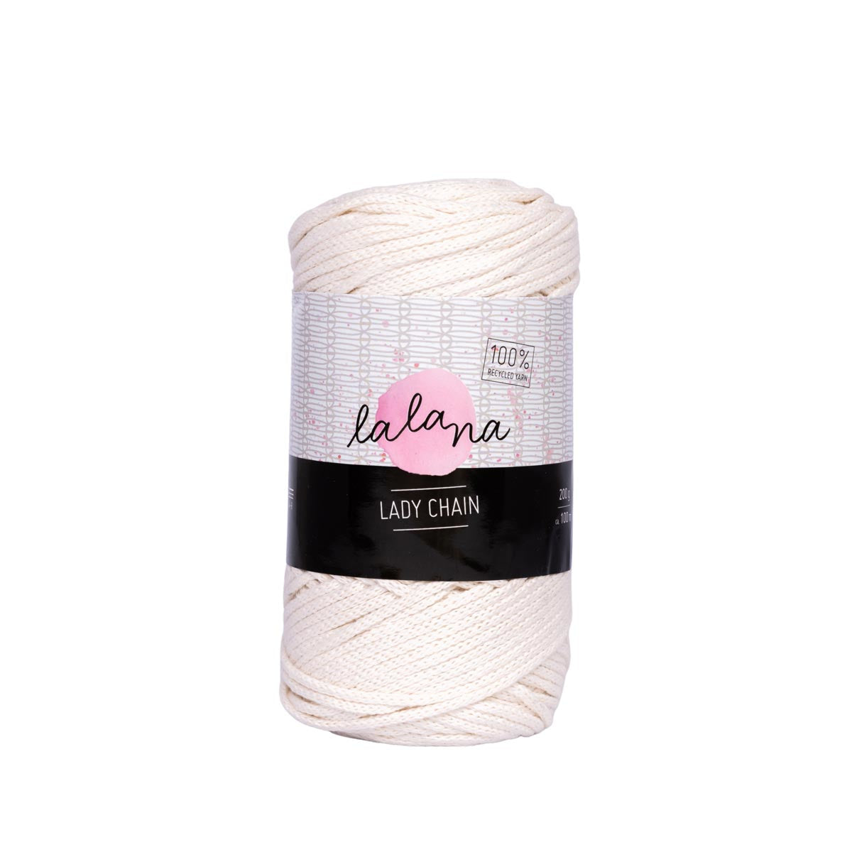 lalana Lady Chain Garn Creme – 200 g, 100 m, Nadel 8 mm, 80% Baumwolle/20% andere Fasern