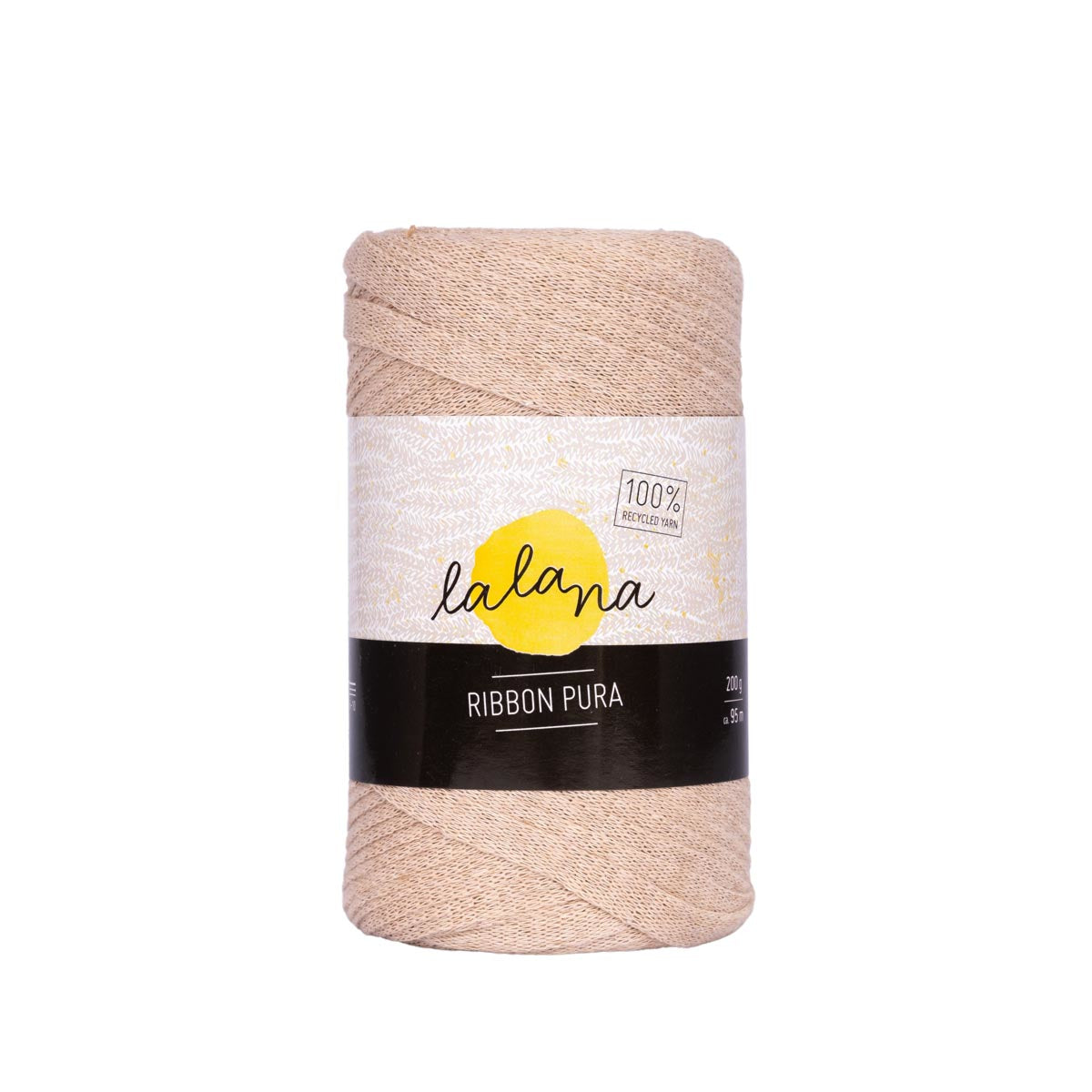 lalana Ribbon Pura Textilgarn Beige – 200 g, 95 m, 80% Baumwolle/20% Polyester