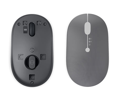 Lenovo Go Multi-Device Wireless – Maus – Kabellos (Bluetooth/2,4 GHz), 2400 DPI, beidhändig, Grau