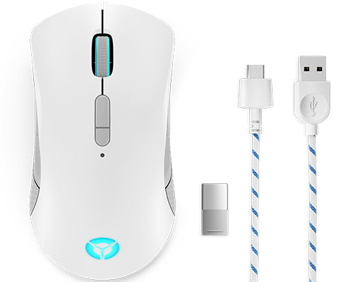 Lenovo Legion M600 – Gaming-Maus – Kabellos (Bluetooth/2,4 GHz), 16000 DPI, RGB-Beleuchtung, Grün, Weiss