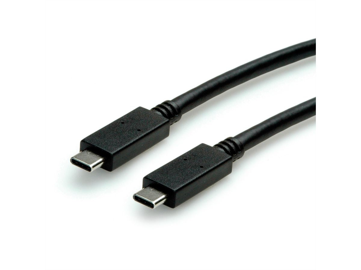 ROLINE USB-C auf USB-C Kabel – USB 3.2 Gen 2 (10 Gbit/s) – 0,5 m – PD 100 W – Schwarz
