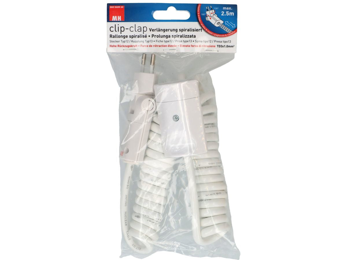 Max Hauri AG Max Hauri Verlängerungskabel – T12–T13, 2,5 m, 3×1 mm², weiss