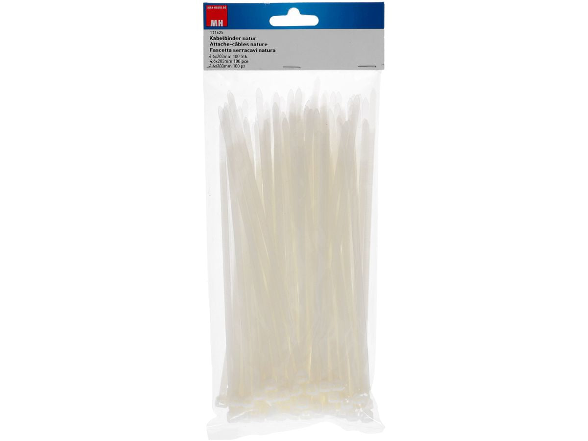Max Hauri AG Max Hauri Kabelbinder, 200×4,5 mm, 100er-Pack – weiss