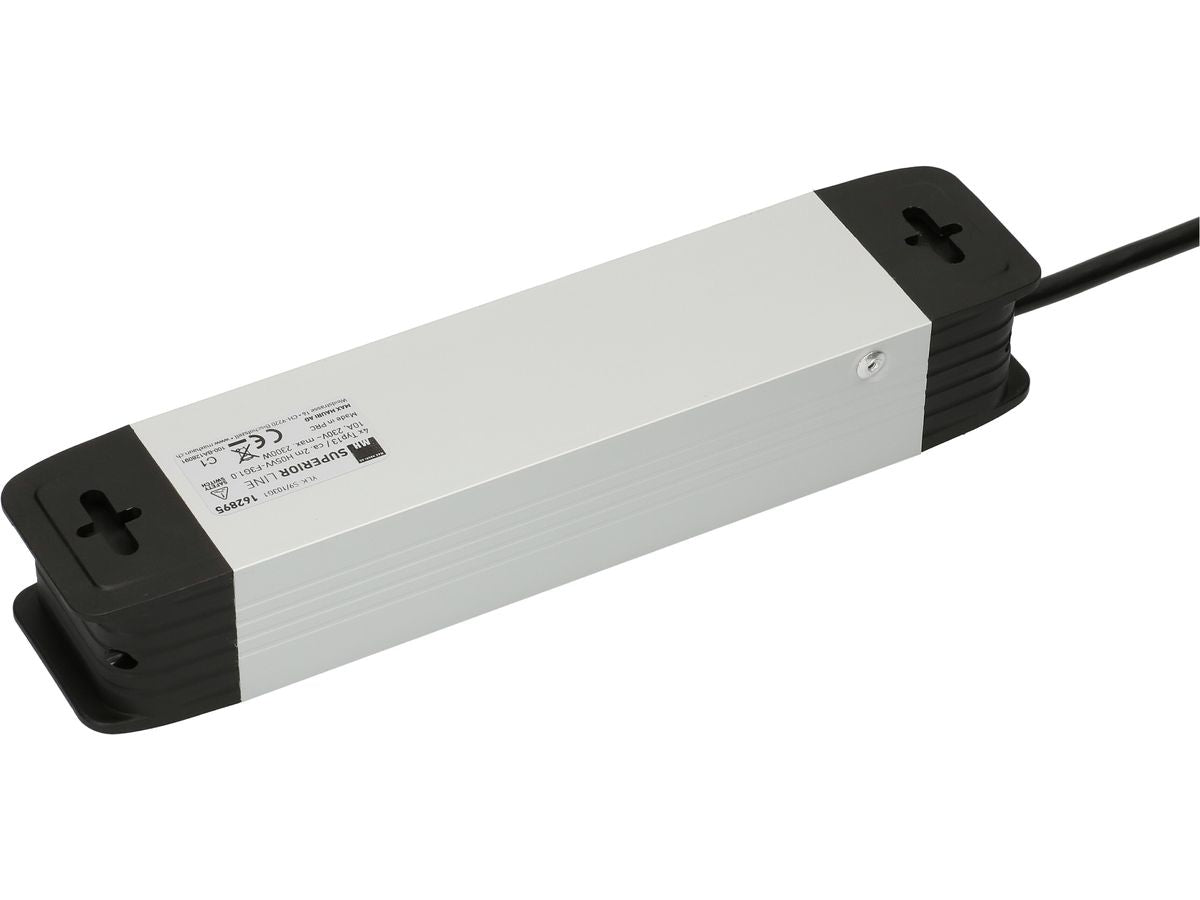 Max Hauri AG Max Hauri Superior-Line Steckdosenleiste, 4×T13, mit Schalter, 2 m, Überstromschutz – schwarz