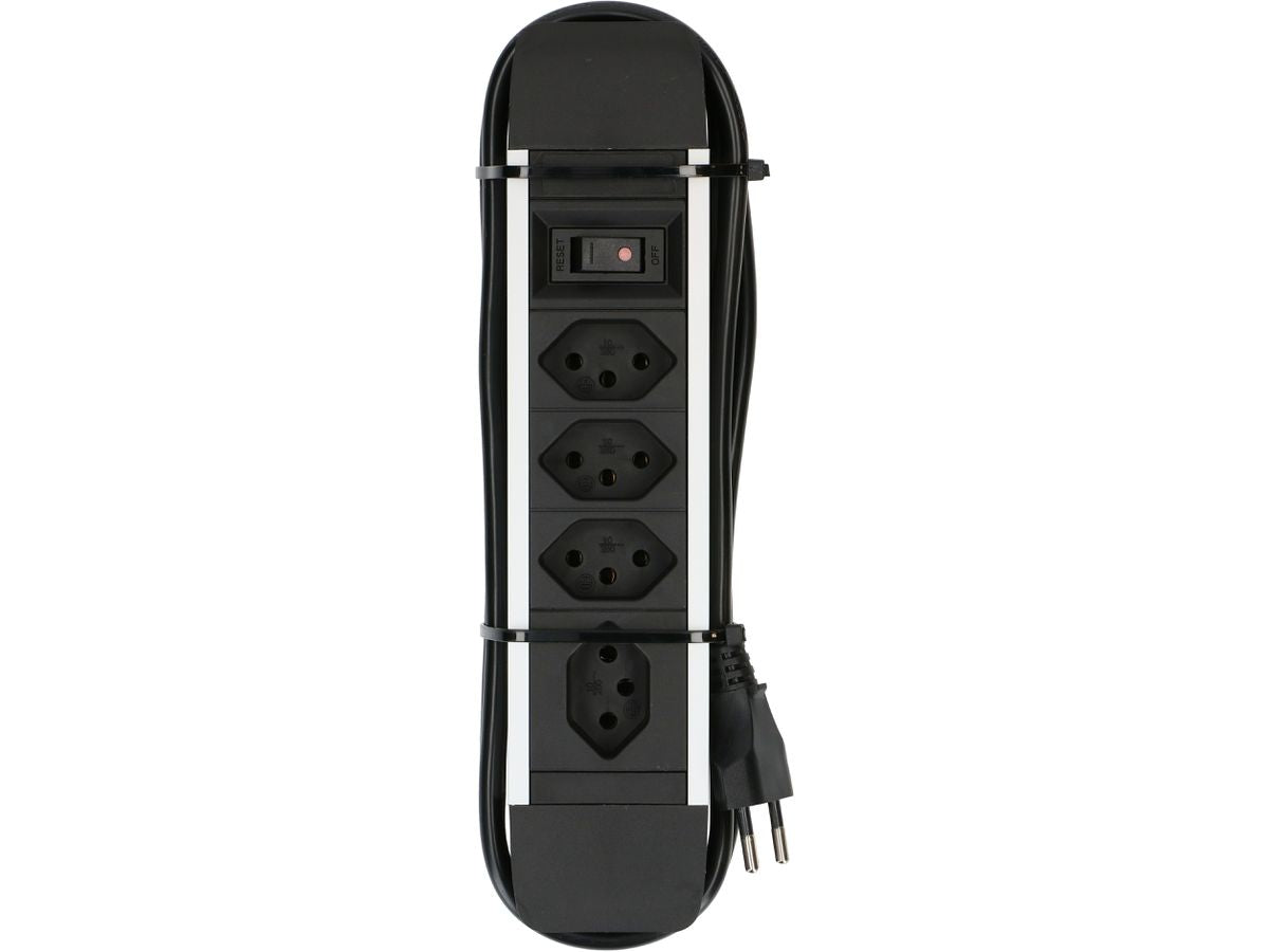 Max Hauri AG Max Hauri Superior-Line Steckdosenleiste, 4×T13, mit Schalter, 2 m, Überstromschutz – schwarz