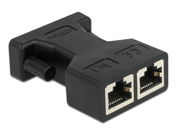 DeLOCK D-Sub 15 zu 2× RJ-45 Adapter – seriell (DA-15 → 2× RJ-45) – Schwarz