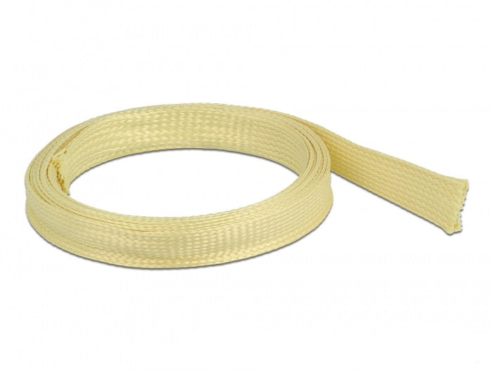 DeLOCK Kabelschlauch, Ø 15 mm × 2 m, Aramidfasern, elastisch – Gelb