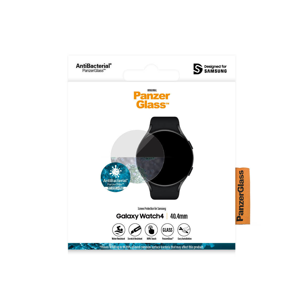 PanzerGlass Displayschutz (Panzerglas), Antibakteriell – für Galaxy Watch 4 40 mm