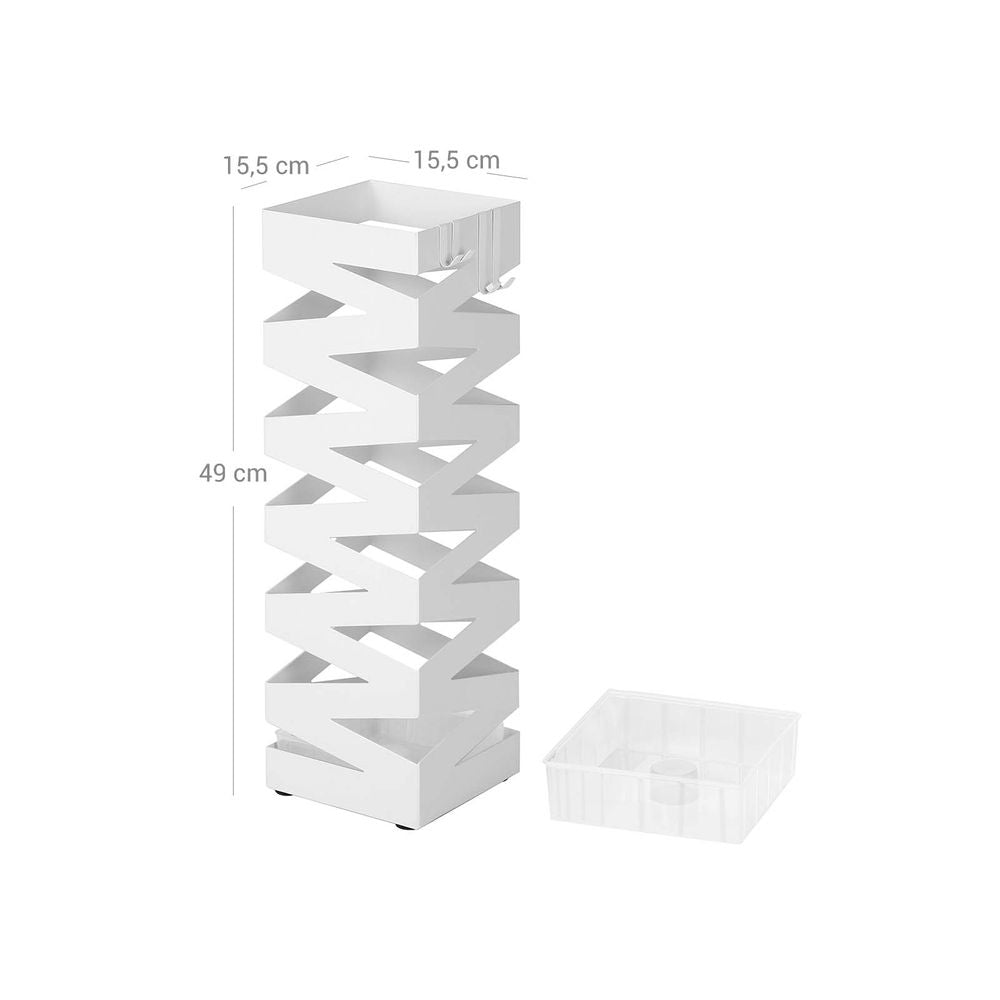 Songmics Schirmständer – Metall, Weiss, 15,5 × 15,5 × 49 cm