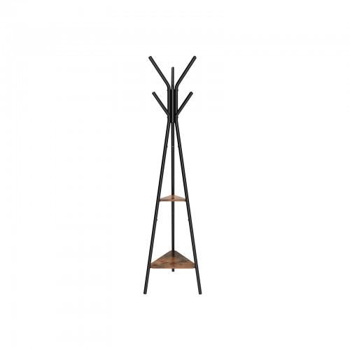 Vasagle Garderobenständer – 5 Haken, Stahl/MDF, Braun/Schwarz, 49 × 49 × 179 cm