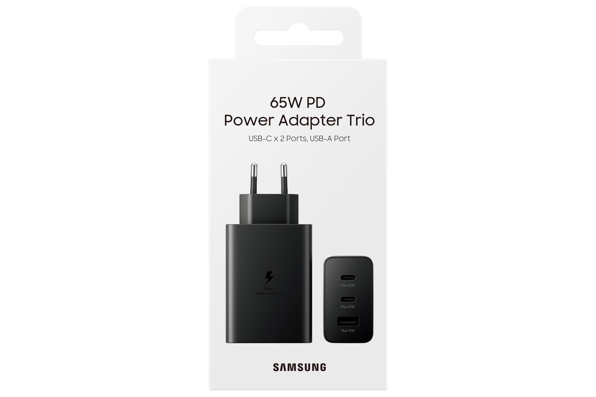 Samsung EP-T6530 USB-Desktop-Ladegerät 65 W – USB-C×2, USB-A×1 – Schwarz