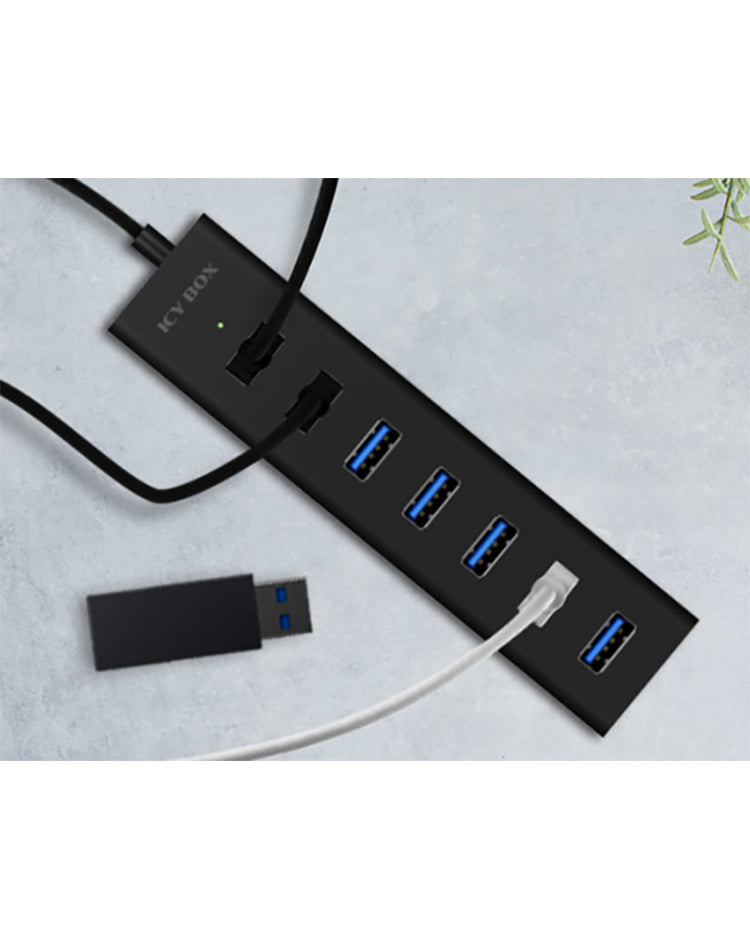 ICY BOX IB-HUB1700-U3 USB-Hub – USB 3.0, 7× USB-A, für Windows/Mac