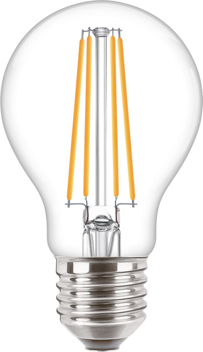 Philips LED-Leuchtmittel E27 A-Form – Warmweiss 2700 K, 806 lm, 7 W – IP44 – 1 Stk. – Klar
