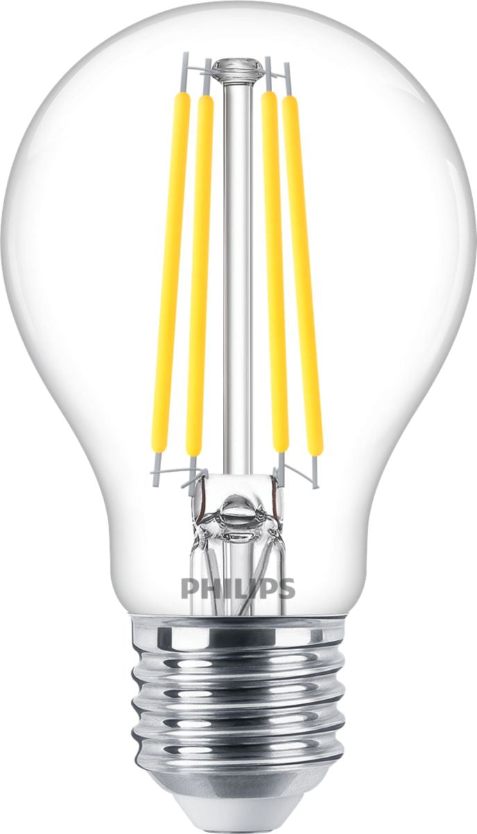 Philips LED-Leuchtmittel E27 A-Form – 806 lm, 5,9 W, Warmweiss 2700 K, dimmbar – IP44 – 1 Stk. – Transparent